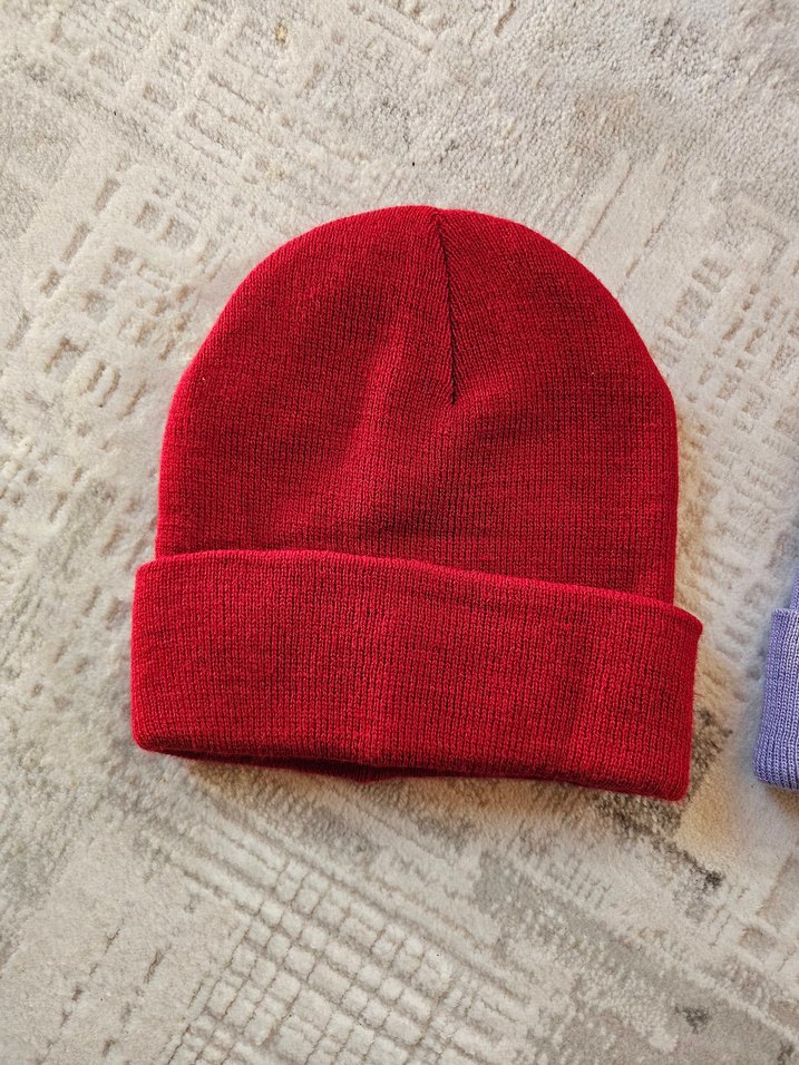 Kırmızı Örgü Kadın Bere - Görsel 3