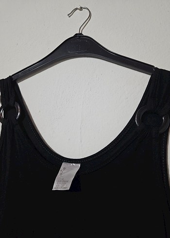 Siyah Keten Askılı Uzun Salaş Elbise - Görsel 2