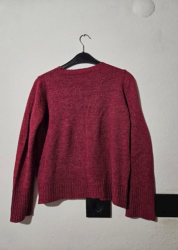 Bordo Kadın Yün Örgü Kazak - Görsel 3