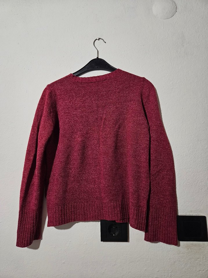 Bordo Kadın Yün Örgü Kazak - Görsel 3