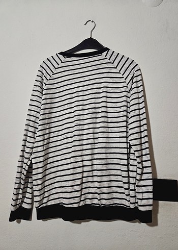 Çizgili Kadın Uzun Kollu Sweatshirt - Görsel 2