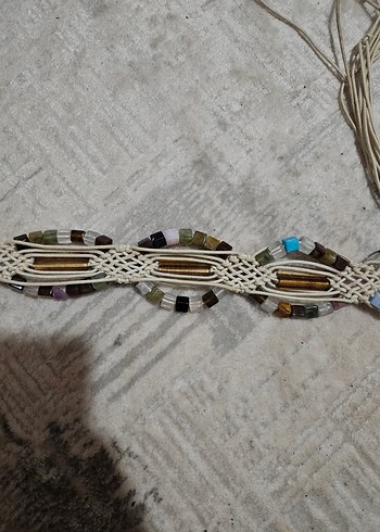 Boncuk İşlemeli Çok Renkli Bohem Kadın Kemer - Görsel 3