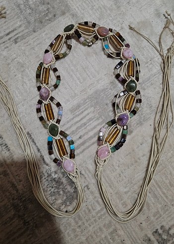 Boncuk İşlemeli Çok Renkli Bohem Kadın Kemer - Görsel 5