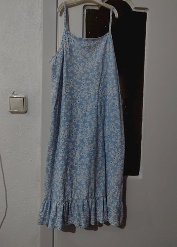 kız cocuk çiçek desenli mavi elbise