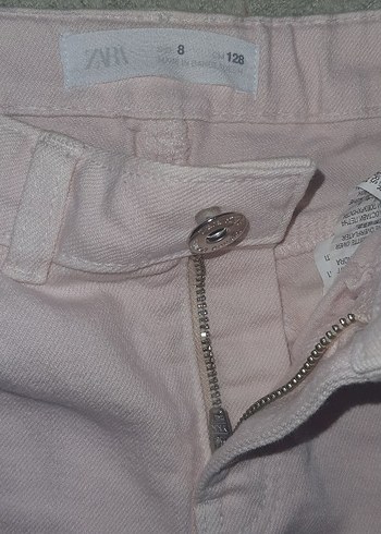 8 Yaş Beden pembe Renk Kız Çocuk Bej Pamuklu Mini Şort