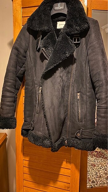 Stradivarius içi yünlü süet biker mont