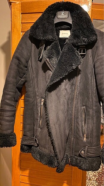 Stradivarius Stradivarius içi yünlü süet biker mont