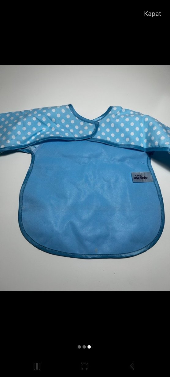 Puantiye Desenli Mavi Bebek Önlüğü - Görsel 2