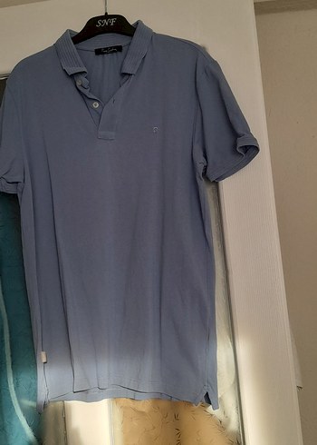 açık mavi Denim Erkek Polo Tişört - Görsel 2