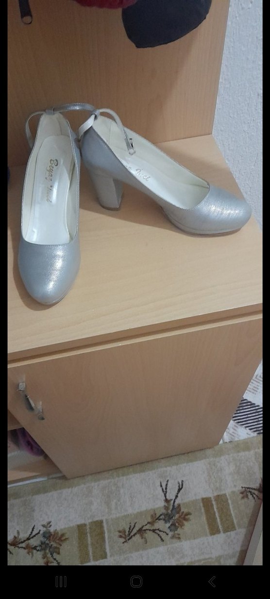 Gri Rugan Topuklu Kadın Abiye Ayakkabı - Görsel 3