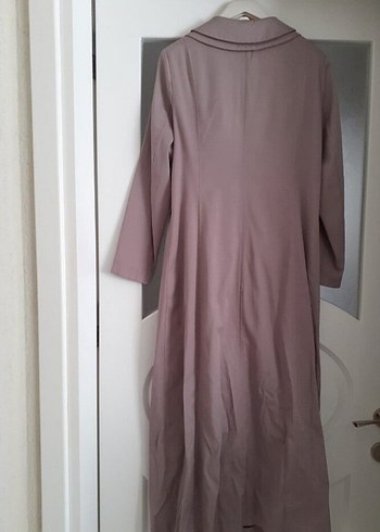 Düğmeli Uzun Bej Kadın Kaban Pardesü - Görsel 2