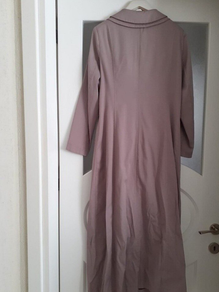 Düğmeli Uzun Bej Kadın Kaban Pardesü - Görsel 2