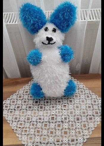 Mavi Kulaklı Peluş Tavşan Oyuncak - Görsel 3