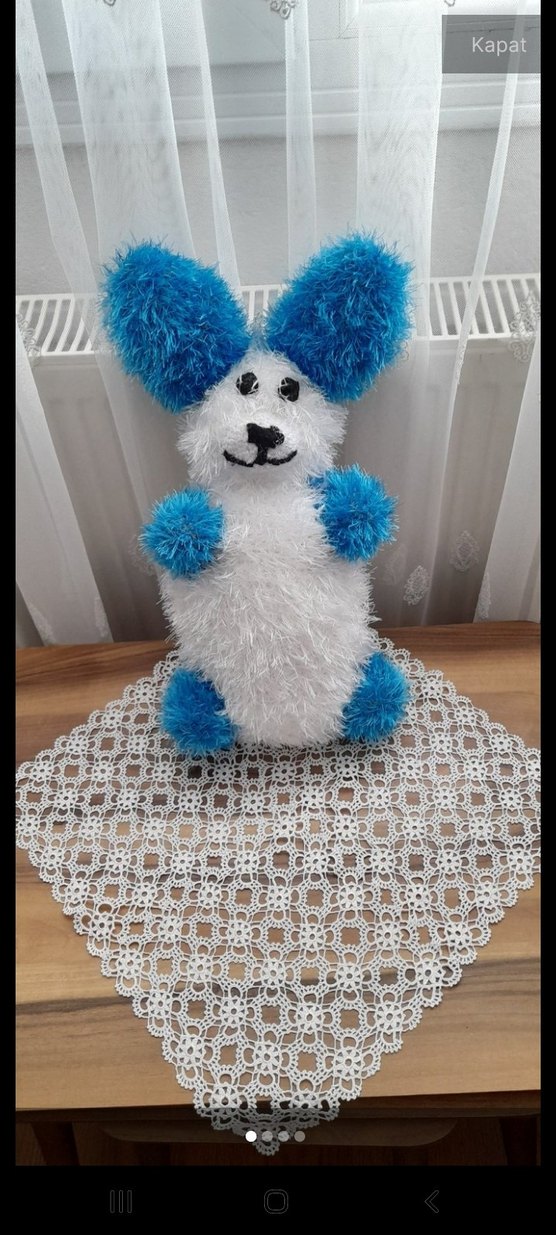 Mavi Kulaklı Peluş Tavşan Oyuncak - Görsel 3