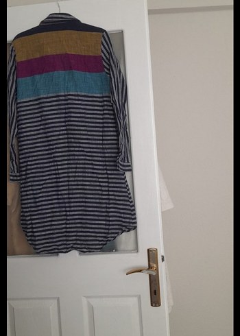 Çok Renkli Midi Uzun Kollu Kadın Gömlek - Görsel 2