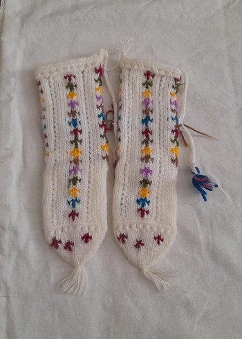 Nakışlı Beyaz Süs Çorabı