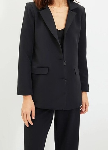 Siyah dokuma blazer ceket 