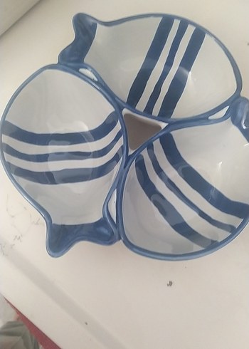 Mavi Gri Balık desenli 3 lü çerez tabağı - Görsel 2