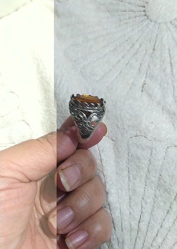 Parlak Kahverengi Vintage Erkek Yüzük - Görsel 2