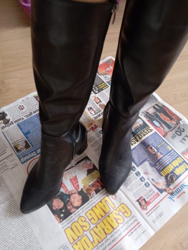 Siyah suni deri çizme - Görsel 4