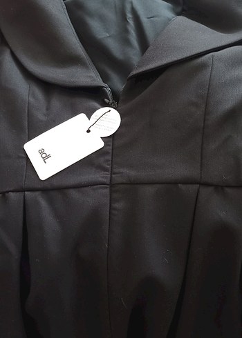 Siyah Yüksek Yakalı Midi Ofis Elbisesi - Görsel 7