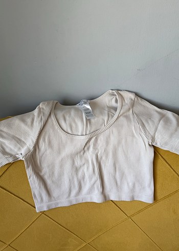 Bej Kadın Uzun Kollu Crop Top