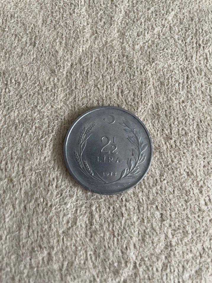 Gri Vintage 2,5 Lira Madeni Para Rozeti - Görsel 3