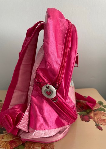 Çiçek ve Karakter Baskılı Pembe Çocuk Sırt Çantası - Görsel 2