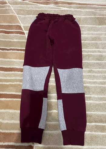 Bordo Gri Fermuarlı Erkek Eşofman Altı - Görsel 2