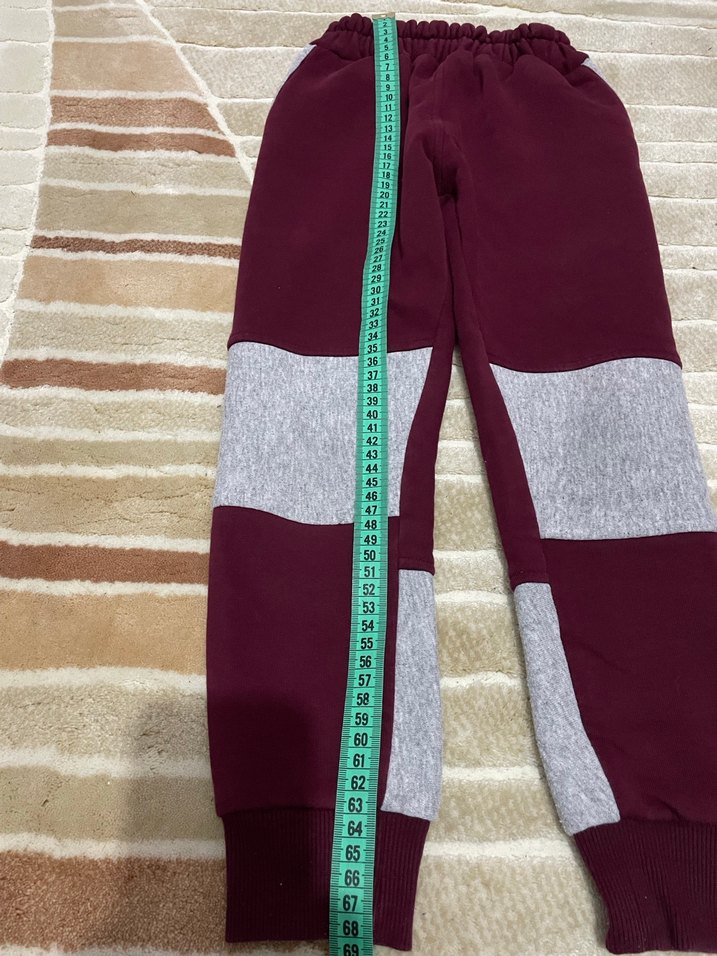 Bordo Gri Fermuarlı Erkek Eşofman Altı - Görsel 3