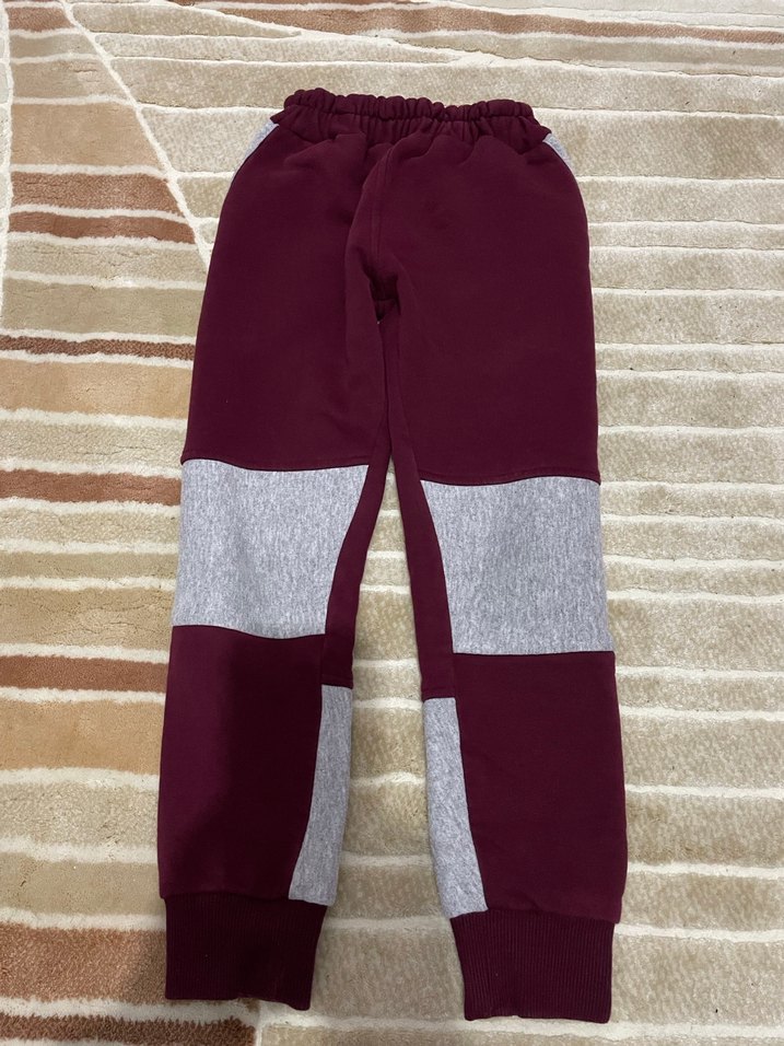 Bordo Gri Fermuarlı Erkek Eşofman Altı - Görsel 2