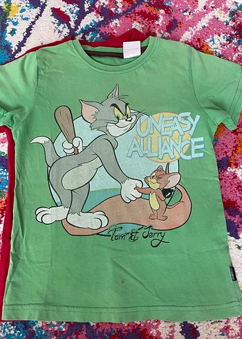 Tom ve Jerry Baskılı Yeşil Erkek Tişört