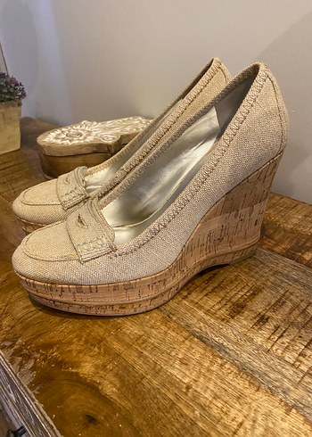 Bej Keten Kadın Dolgu Topuk Espadril - Görsel 3