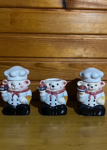 Beyaz Aşçı Temalı Ayı Biblo Seti - Görsel 3