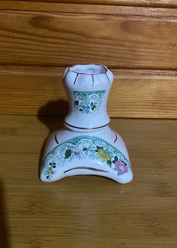 Mavi Mum ve Çiçek Desenli Seramik Mumluk - Görsel 3