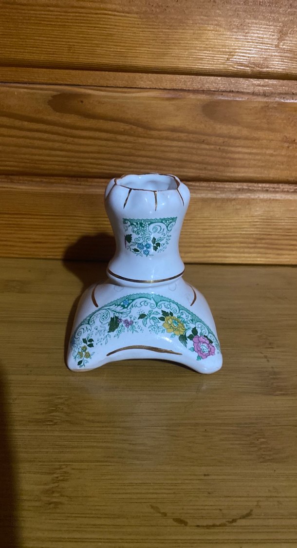 Mavi Mum ve Çiçek Desenli Seramik Mumluk - Görsel 3