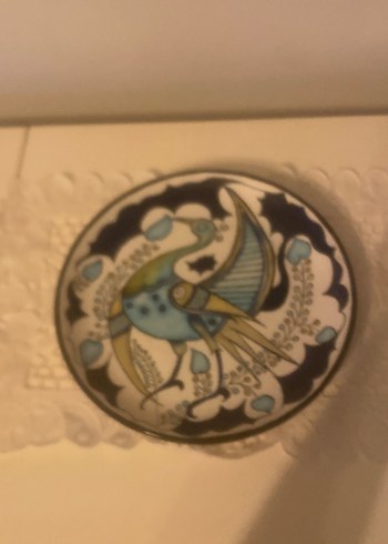 American Vintage Bohem Kus Desenli Seramik Tabak