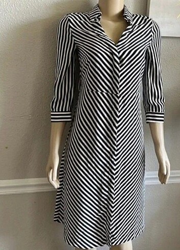 H&M çizgili midi elbise 