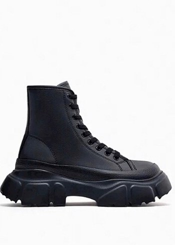Zara Zara Siyah Platform Kauçuk Goth Bot