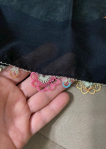 Zincir Detaylı Çok Renkli Bohem Kadın Fuları - Görsel 5