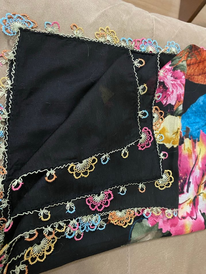 Zincir Detaylı Çok Renkli Bohem Kadın Fuları - Görsel 2