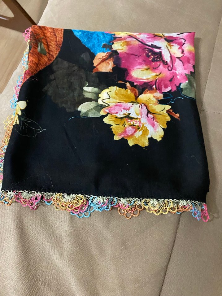 Zincir Detaylı Çok Renkli Bohem Kadın Fuları - Görsel 3