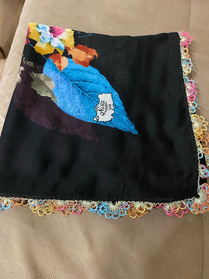 Zincir Detaylı Çok Renkli Bohem Kadın Fuları - Görsel 4