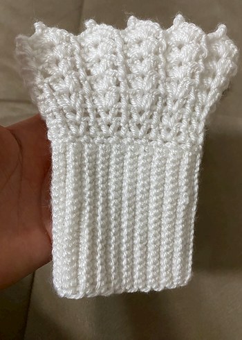 Dantel Detaylı Beyaz Örgü Kadın Eldiveni - Görsel 3