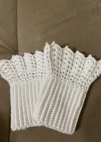 Dantel Detaylı Beyaz Örgü Kadın Eldiveni - Görsel 4
