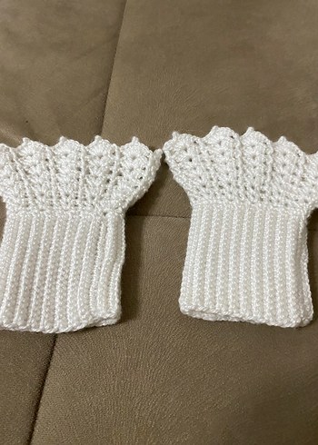 Dantel Detaylı Beyaz Örgü Kadın Eldiveni - Görsel 2