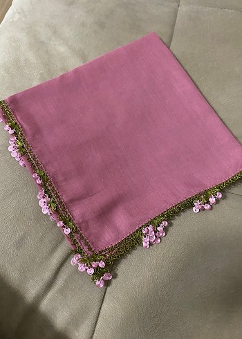 Dantel Detaylı Pembe Bohem Kadın Fuları - Görsel 4