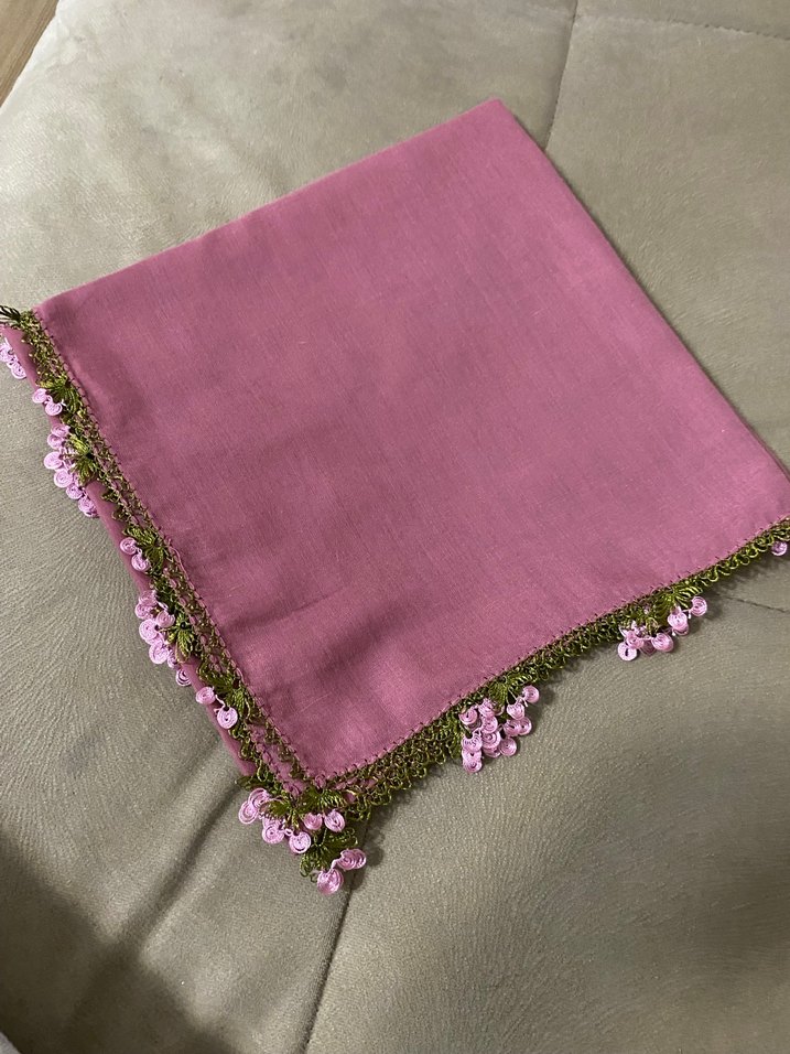 Dantel Detaylı Pembe Bohem Kadın Fuları - Görsel 4