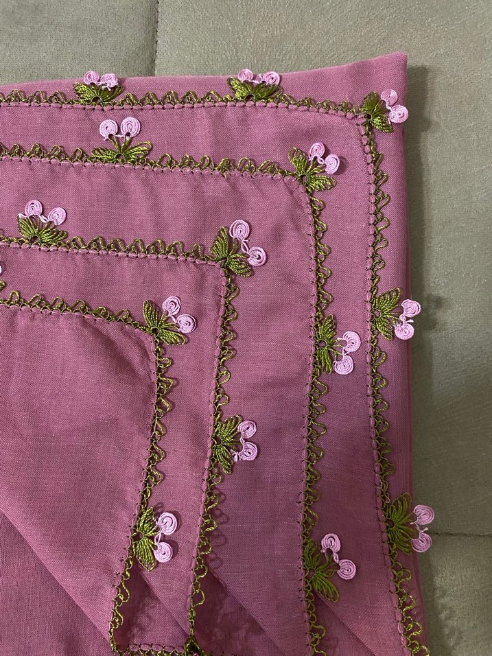 Dantel Detaylı Pembe Bohem Kadın Fuları - Görsel 2