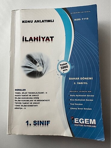 Beden Egem yayınları İlahiyat 1.sınıf bahar dönemi